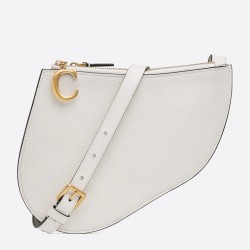 Dior Saddle Trio Pouch With Strap In White Calfskin TDBS25473