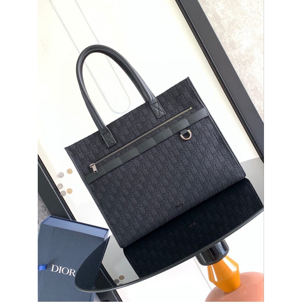 Dior Safari Tote Bag in Black Dior Oblique Jacquard TDBS25540