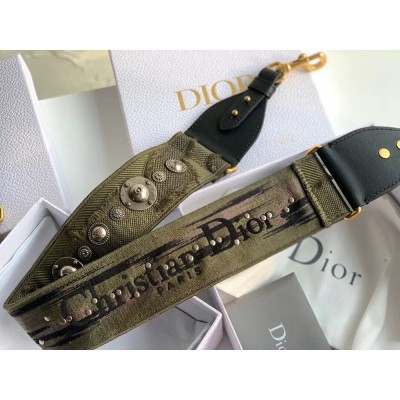 Dior Shoulder Strap In Green Camouflage Embroidered Canvas TDBS25517