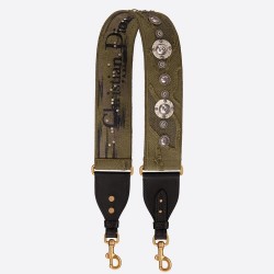 Dior Shoulder Strap In Green Camouflage Embroidered Canvas TDBS25517