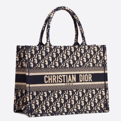 Dior Small Book Tote Bag In Blue Oblique Canvas TDBS2978