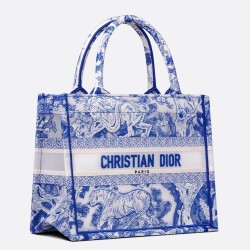 Dior Small Book Tote Bag In Blue Transparent Toile de Jouy Canvas TDBS2980