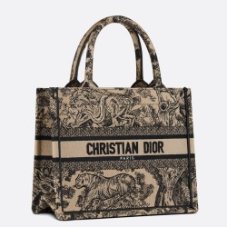 Dior Small Book Tote Bag In Brown Toile de Jouy Embroidery TDBS2983