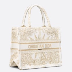 Dior Small Book Tote Bag In Gold Rêve d'Infini Embroidery TDBS2985