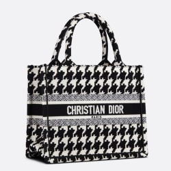 Dior Small Book Tote Bag In Micro Houndstooth Embroidery  TDBS2988