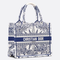 Dior Small Book Tote Bag In White & Blue Rêve d'Infini Embroidery TDBS2990