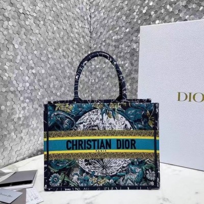 Dior Small Book Tote In Blue Dior Constellation Embroidery TDBS2998