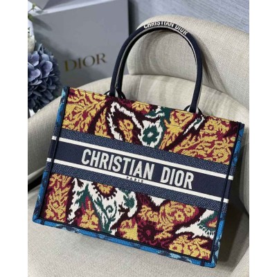 Dior Small Book Tote In Blue Multicolor Dior Paisley Embroidery TDBS2999