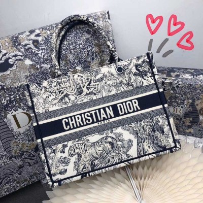 Dior Small Book Tote In Blue Toile De Jouy Canvas TDBS25000