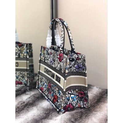 Dior Small Book Tote In Multicolor Mille Fleurs Embroidery TDBS25006