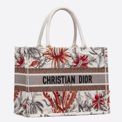 Dior Small Book Tote In White Camouflage With Flowers TDBS25010