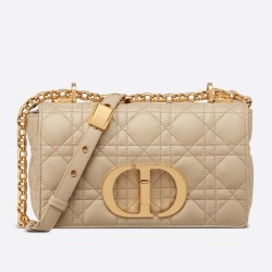 Dior Small Caro Bag In Beige Cannage Calfskin TDBS25029