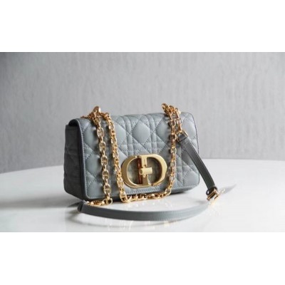 Dior Small Caro Bag In Cloud Blue Cannage Calfskin TDBS25032