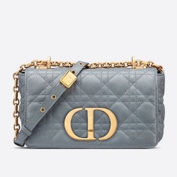 Dior Small Caro Bag In Cloud Blue Cannage Calfskin TDBS25032