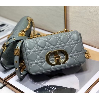 Dior Small Caro Bag In Grey Cannage Calfskin TDBS25033