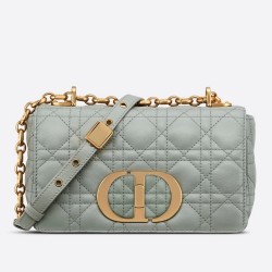 Dior Small Caro Bag In Grey Cannage Calfskin TDBS25033