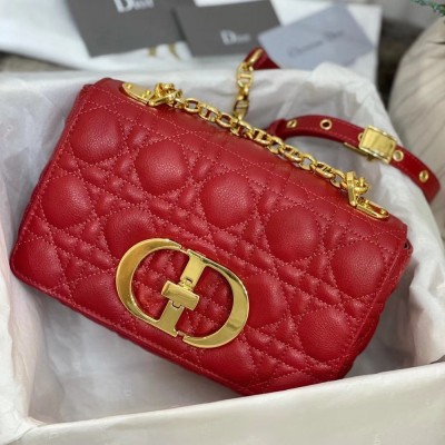 Dior Small Caro Bag In Red Cannage Calfskin TDBS25035