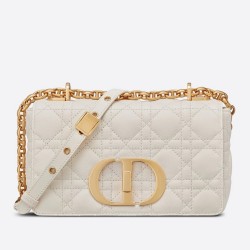 Dior Small Caro Bag In White Cannage Calfskin TDBS25036