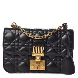 Dior Small Dioraddict Flap Bag In Black Lambskin TDBS25080