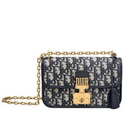 Dior Small Dioraddict Flap Bag In Blue Oblique Canvas TDBS25081