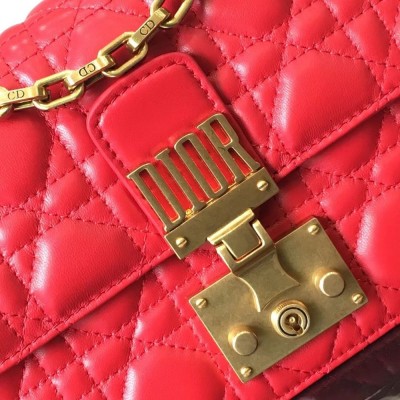 Dior Small Dioraddict Flap Bag In Cherry Lambskin TDBS25082