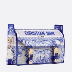 Dior Small Diorcamp Bag In Blue Transparent Toile de Jouy Canvas TDBS25112