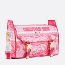 Dior Small Diorcamp Bag In Pink Transparent Toile de Jouy Canvas TDBS25114