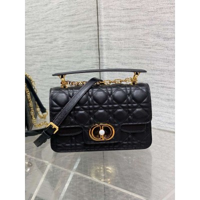 Dior Small Jolie Top Handle Bag in Black Cannage Calfskin TDBS25531