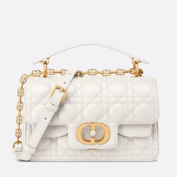 Dior Small Jolie Top Handle Bag in White Cannage Calfskin TDBS25532