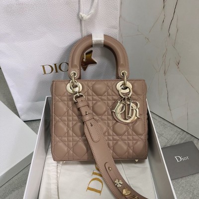 Dior Small Lady Dior My ABCDior Bag In Hazelnut Lambskin TDBS25319