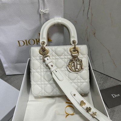 Dior Small Lady Dior My ABCDior Bag In White Lambskin TDBS25328