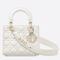 Dior Small Lady Dior My ABCDior Bag In White Lambskin TDBS25328