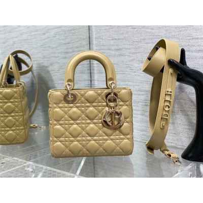 Dior Small Lady Dior My ABCDior Bag in Pastel Yellow Lambskin TDBS25321