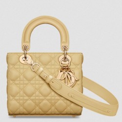 Dior Small Lady Dior My ABCDior Bag in Pastel Yellow Lambskin TDBS25321