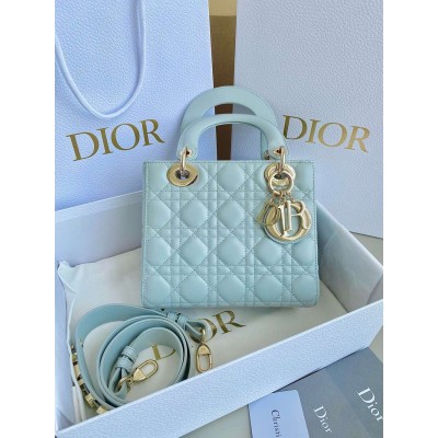 Dior Small Lady Dior My ABCDior Bag in Placid Blue Lambskin TDBS25322