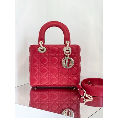 Dior Small Lady Dior My ABCDior Bag in Red Lambskin TDBS25324