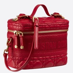 Dior Small Travel Vanity Case In Red Cannage Lambskin TDBS25552