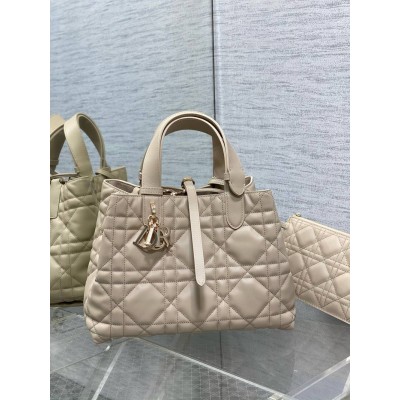 Dior Toujours Medium Bag in Beige Macrocannage Calfskin TDBS25545