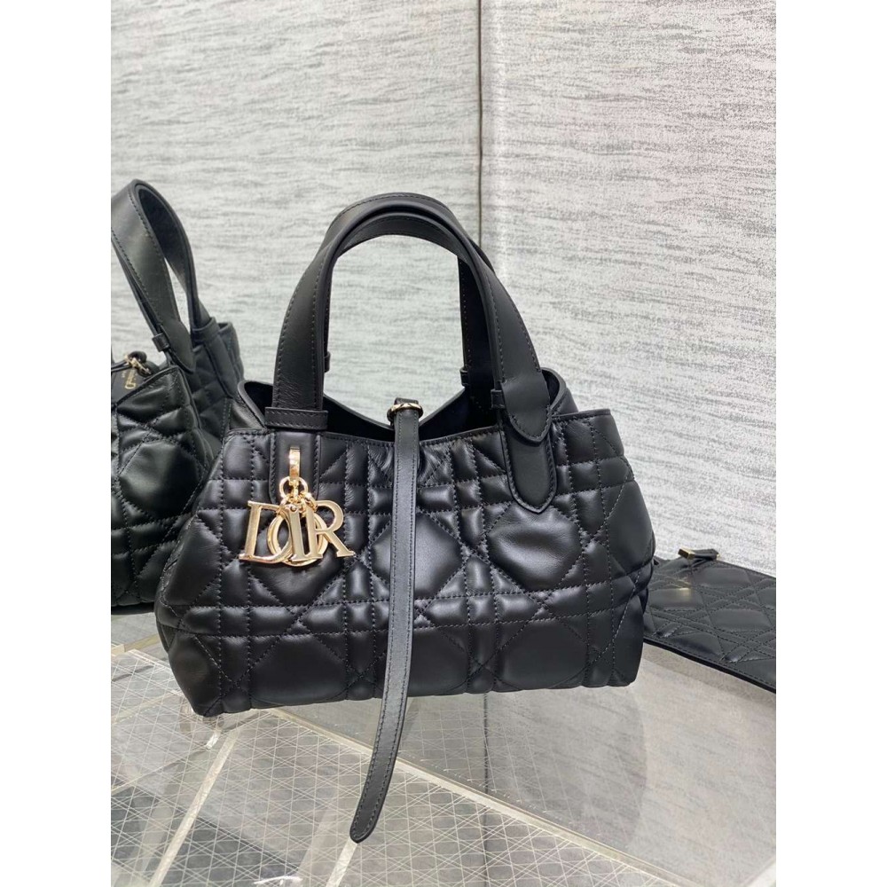 Dior Toujours Small Bag in Black Macrocannage Calfskin TDBS25549