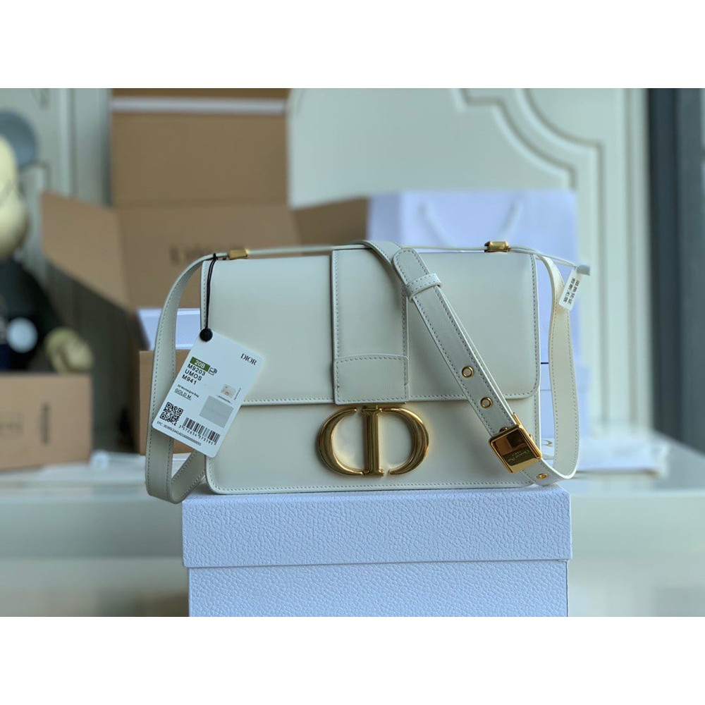 Dior 30 Montaigne Medium Bag In White Box Calfskin