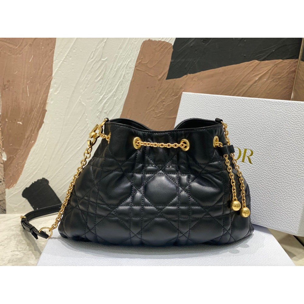 Dior Ammi Medium Bag in Black Macrocannage Lambskin