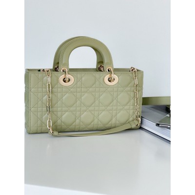 Dior Lady D-Joy Medium Bag In Ethereal Green Cannage Lambskin