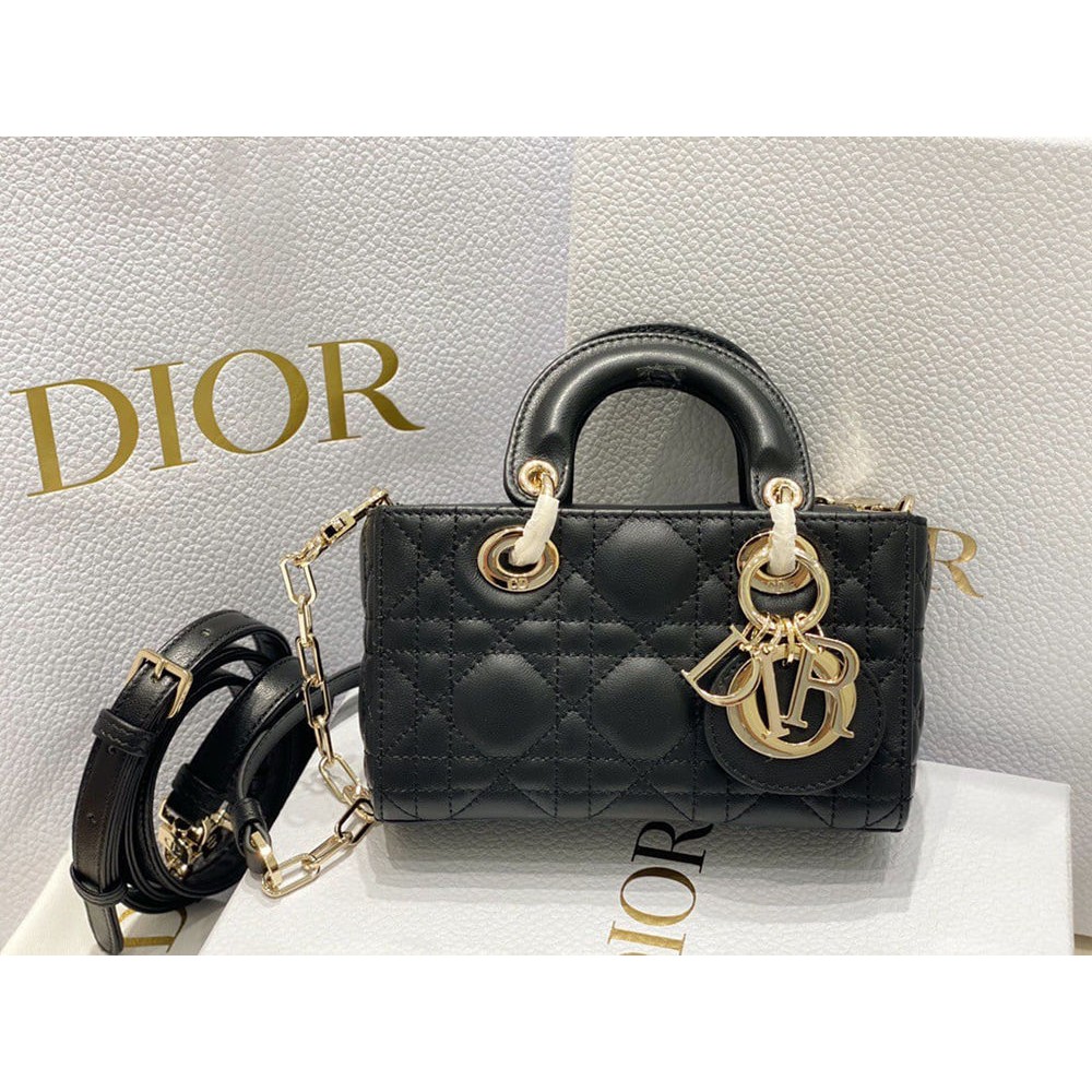 Dior Lady D-Joy Micro Bag In Black Cannage Lambskin