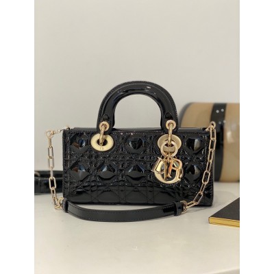 Dior Lady D-Joy Small Bag in Black Patent Calfskin