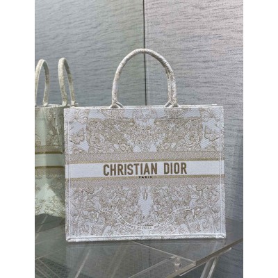 Dior Large Book Tote Bag in Butterfly Around The World Embroidery