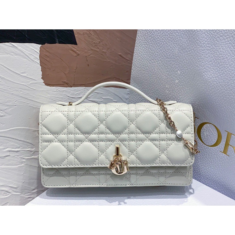 Dior Miss Dior Mini Bag In White Cannage Lambskin