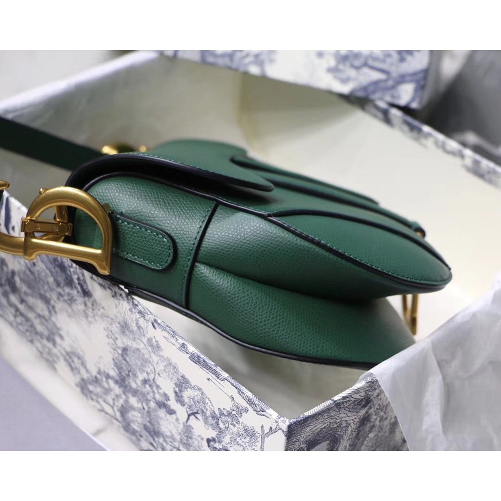 Dior Saddle Bag In Green Grained Calfskin