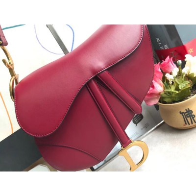 Dior Saddle Bag In Red Smooth Calfskin