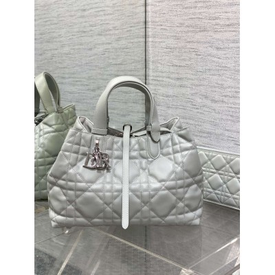 Dior Toujours Medium Bag in Light Grey Macrocannage Calfskin