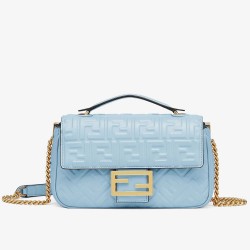 Fendi Baguette Chain Midi Bag In Blue Nappa Leather TDBS25599